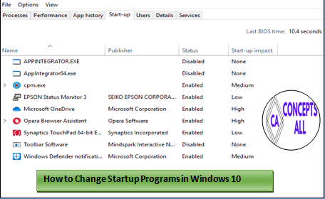 Startup Programs in Windows 10