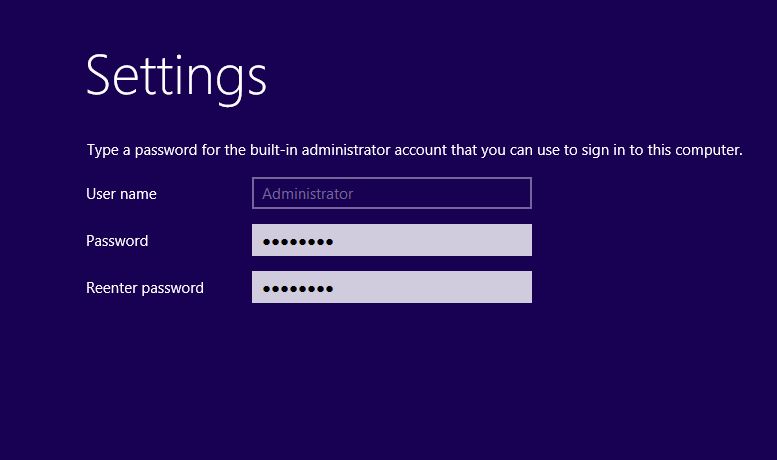 Administrator Password Options in server 2012