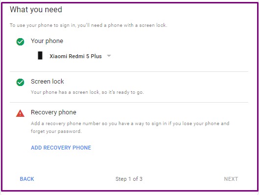 Add recovery Phone number