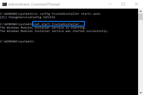 Start Windows installer services by command