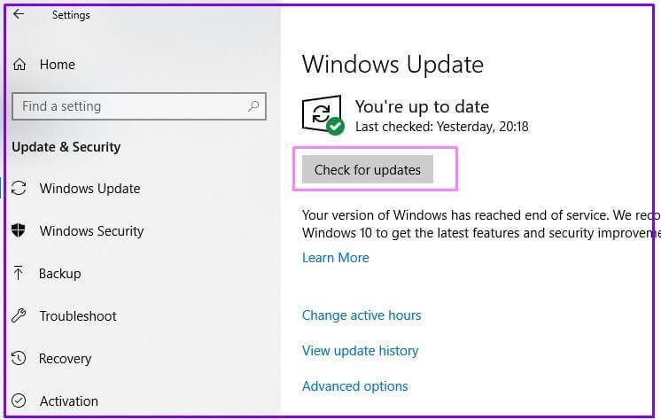 Windows-Update on Windows 10-check