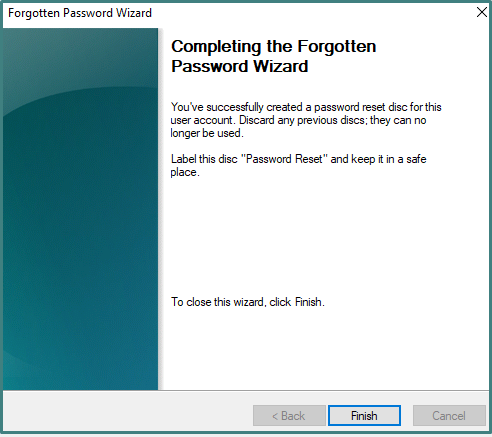 Finish Password Disk