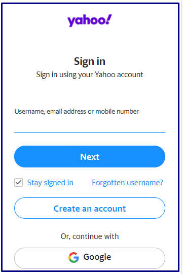 Yahoo login using Google account