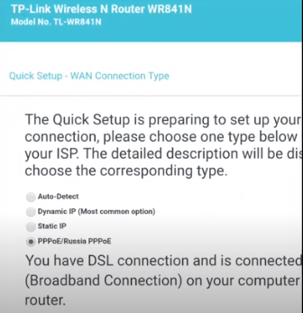 Wan connection Type TP-Link wifi router