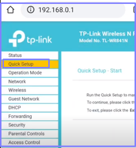 Quick setup of TP-link router
