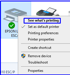 Right click on Printer and select see what printing of Epson Printer