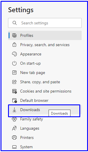 Download Options in Microsoft edge browser