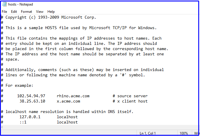 Hosts File on Windows 10