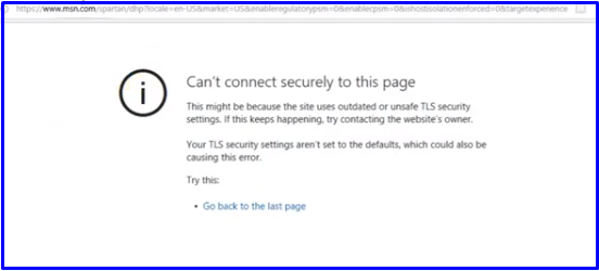 can't connect securely to this page on Microsoft edge error