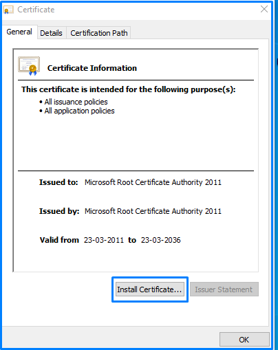 Install Certificate