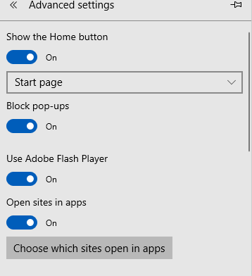 Microsoft Edge pop-up blocker