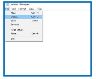notepad open options