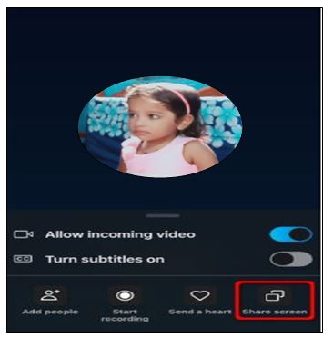Click on Share screen on skype