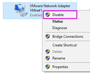 Disable Network adapter