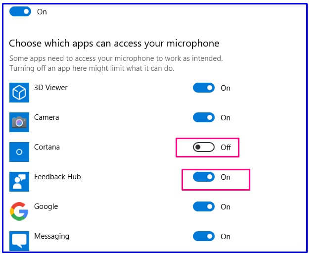 Enable Microphone on some selected app