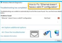 Ethernet doesn’t have a valid IP configuration