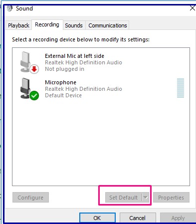 Set Default audio