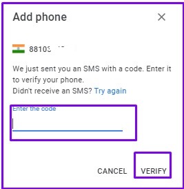 Add Code and Click on Verify