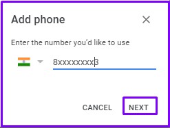 Add Phone number in Gmail