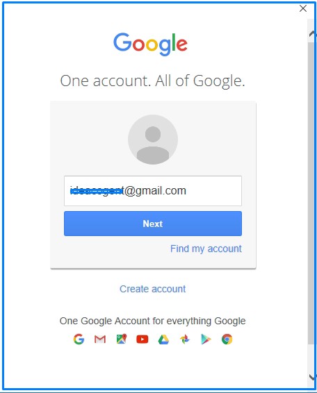 Gmail address and Click on Next