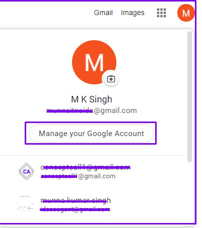 Manage user Account