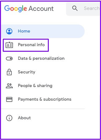 Personal Account Option In Gmail