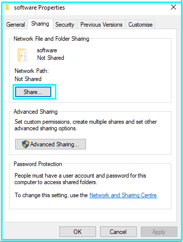 Default settings for sharing Folder