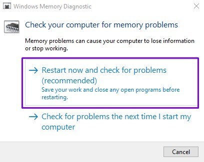 computer-Memory-Diagnostics on Windows 10