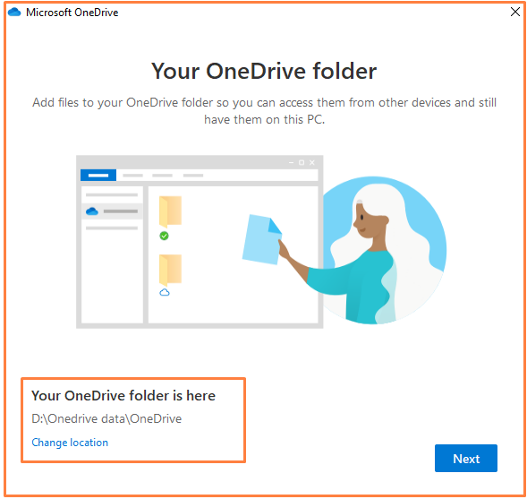 One Drive Folder Location to setup on Windows 10