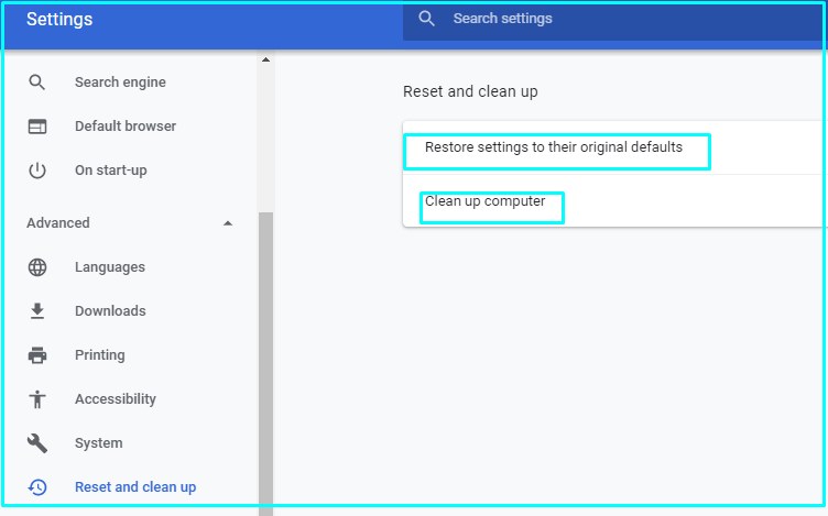 Reset and clean up google chrome