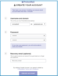 sign up for protonmail