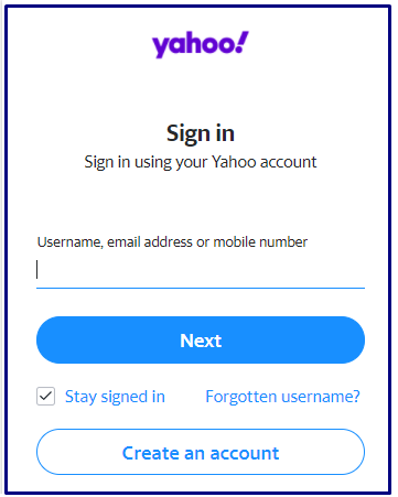 Yahoo create an account