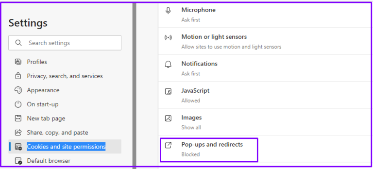 How to Block pop-ups in Microsoft Edge? MKS