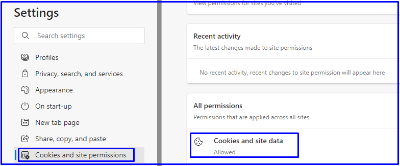 cookies and site permissions