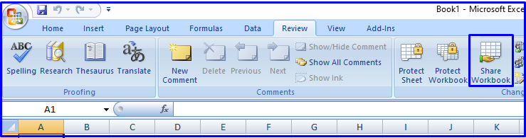 Review Tab Options in Excel