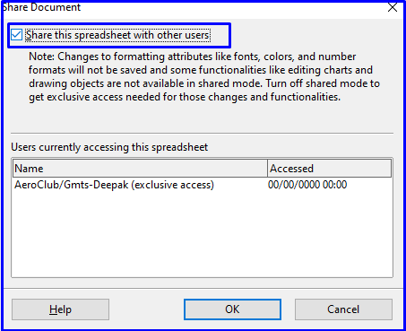 share options on Open Office