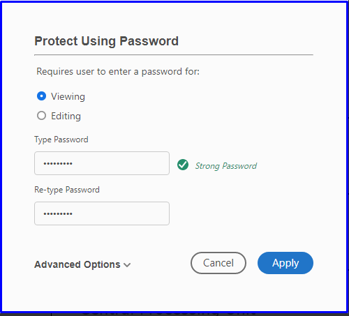 set protect using password