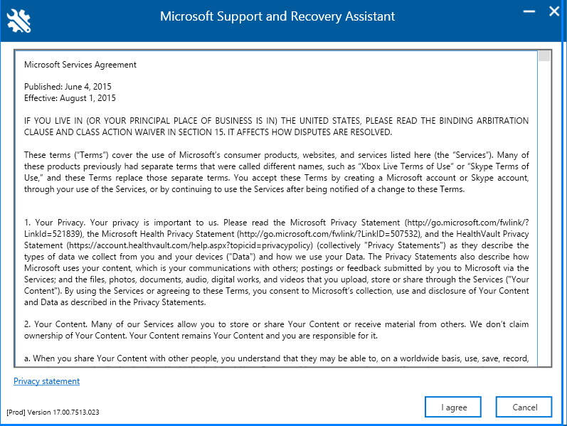 accept Microsoft terms and conditions