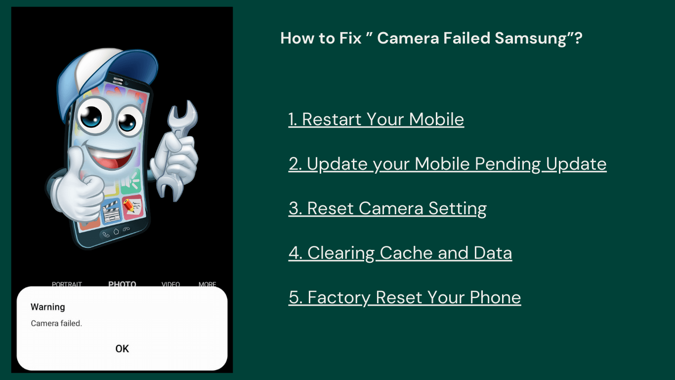 Warning Camera Failed in Samsung Mobile